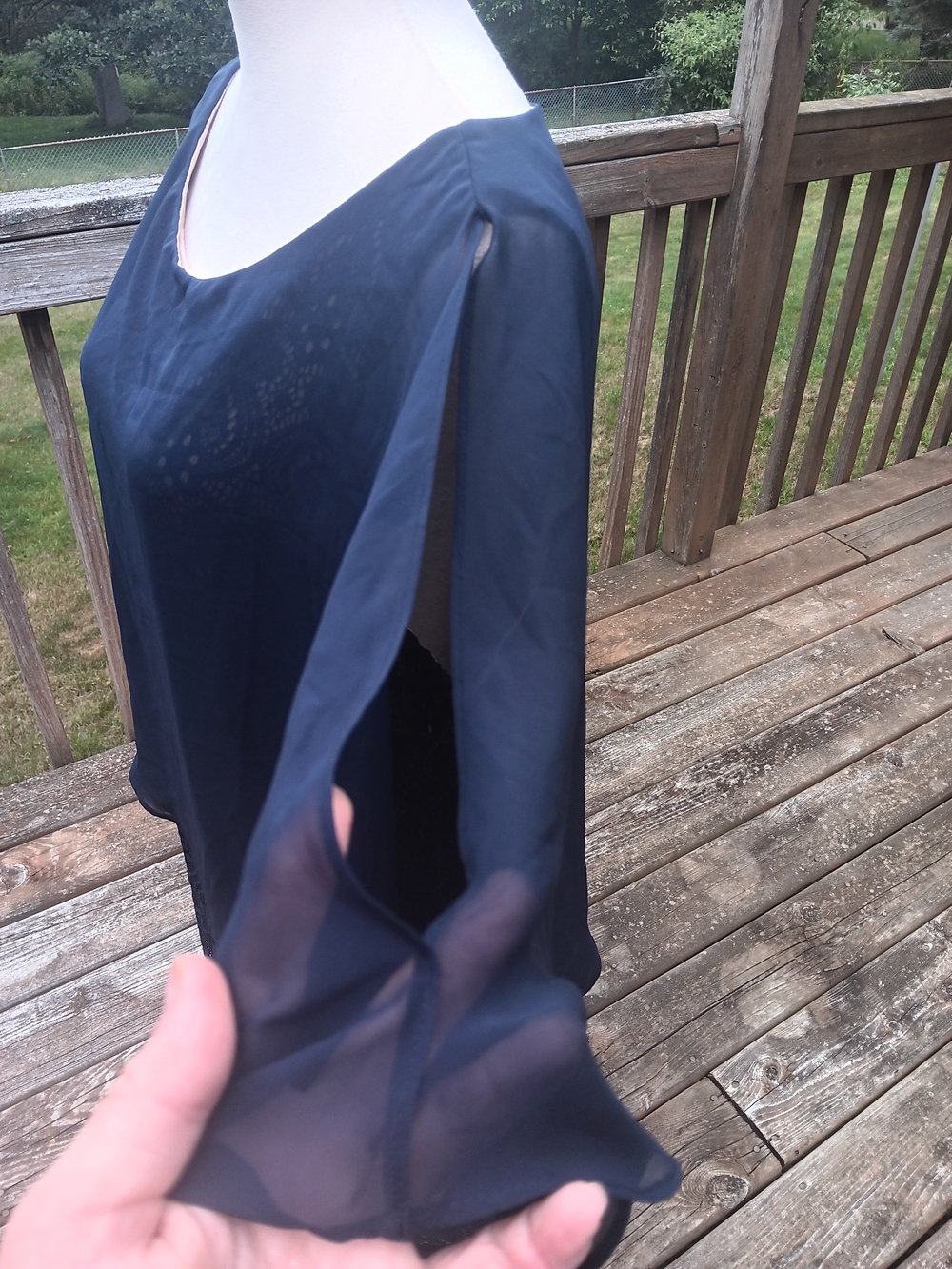 Connected Apparel Navy Lace Chiffon Overlay Wedding Guest Dress NWT Size 18W - Picture 5 of 9